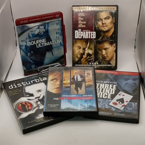 Other - THRILLER MOVIE NIGHT DVD LOT Disturbia 3 Blind Mice Interpreter Departed Bourne